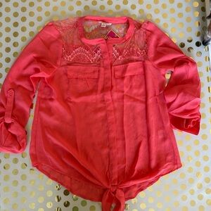 Candie's Pink Blouse Long Sleeve Relaxed Fit